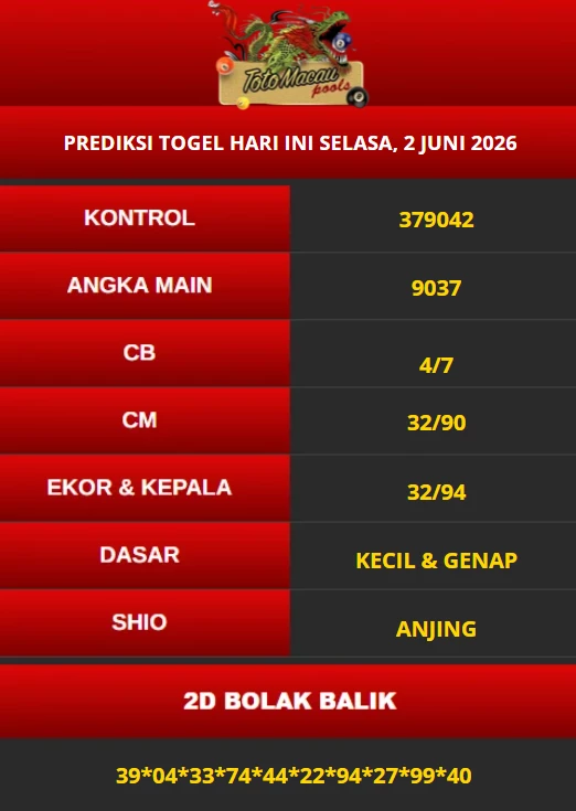 PREDIKSI MACAU 2 JUNI 2026